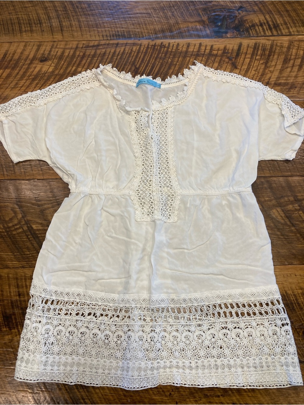 Solitaire Cream Crochet-Trim Swim Cover